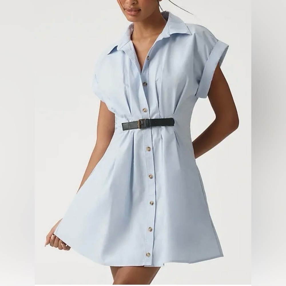 NWT Size L - Anthropologie The Faye Belted 100% Cotton Shirt Dress (NWT US$168)